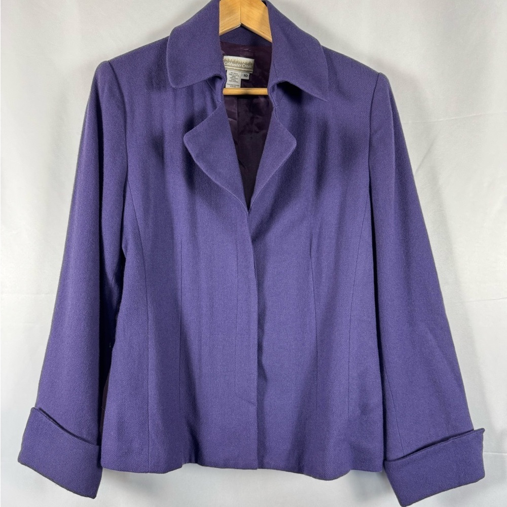 Coldwater Creek Wool Blazer‎ Purple Hidden Buttons Cuffed Sleeves Work Office 10